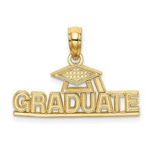 10k Yellow Gold Polished GRADUATE Under Cap Necklace Charm Pendant